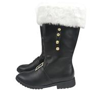 Chaussures de Noël en polaire pour homme - Bottes de Père Noël - Uni - Fermeture éclair latérale - Antidérapantes - Chaudes - Pour l'hiver et les fêtes de fin d'année, Noir , 42.5 EU