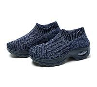 Chaussures de Outdoor Chaussures de Randonnées Marche Fitness Gym Confortable athlétique Baskets Sneakers Noir&Bleu Taille 41