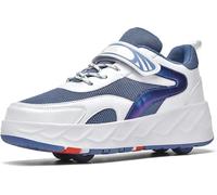 Chaussures De Patin à roulettes Enfants Chaussures De Sport Décontractées Chaussures De Planche à roulettes Entraîneurs pour Enfants Patins à roulettes pour Filles Garçons, Blue, 42 EU