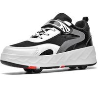 Chaussures De Patin à roulettes Enfants Chaussures De Sport Décontractées Chaussures De Planche à roulettes Entraîneurs pour Enfants Patins à roulettes pour Filles Garçons, Black, 31 EU