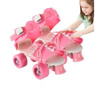Chaussures de patinage pour enfants à double rangée avec 4 roues | Patins à roulettes réglables avec sangles réglables, pas besoin de retirer les chaussures pour les loisirs de plein air