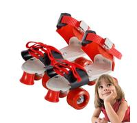 Chaussures de patinage pour enfants à double rangée avec 4 roues | Patins à roulettes réglables avec sangles réglables, pas besoin de retirer les chaussures pour les loisirs de plein air