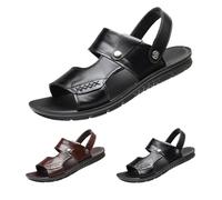 Chaussures de plage en cuir, pantoufles à bout ouvert, sandales d'été en cuir uni, sandales pour homme, chaussures d'été respirantes, sandales de randonnée antidérapantes, sandales de sport avec