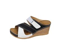 Chaussures de plage pour femme - Largeur G - Avec talon creux - Décontractées - Sandales de vélo de course - Pour femme, Noir , 40 EU