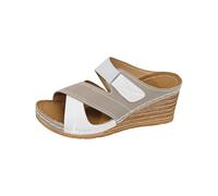 Chaussures de plage pour femme - Largeur G - Avec talon creux - Décontractées - Sandales de vélo de course - Pour femme, kaki, 37 EU