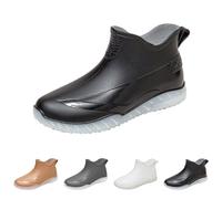 Chaussures de pluie imperméables pour homme - Bottes de pluie mi-hautes - Tige large - Bottes en caoutchouc antidérapantes - Couleur unie - Confortables - Bottes courtes - Bottes de transition