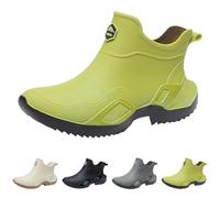 Chaussures de pluie mi-hautes pour femme - Bottines en caoutchouc légères et antidérapantes - Chaussures de jardin unisexes - Chaussures d'équitation - Chaussures de travail - Semelle épaisse - Bottes