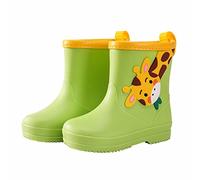 Chaussures de pluie motif girafe pour enfants garçons et filles Chaussures d'eau pour bébé Bottes de pluie Bottes d'eau Bottes en caoutchouc Bottes bébé Taille 4, Vert, 28 EU