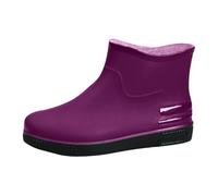 Chaussures de pluie pour femme - Imperméables - Pour l'extérieur - Larges pieds élastiques - Courtes - En caoutchouc, lilas, 36 EU