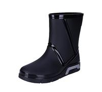 Chaussures de pluie pour homme et femme avec cordon de serrage - Bouche élastique - En caoutchouc - Antidérapantes - Demi-hauteur - Pour diabétiques - Pour la marche, Noir , 42 EU
