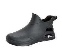 Chaussures de pluie pour homme - Imperméables - Courtes - En caoutchouc - Couleur unie - Antidérapantes - Décontractées - Bouche plate - Chaussures d'extérieur lavables, Noir , 41 EU