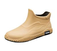 Chaussures de Pluie Professionnelles pour Hommes en PVC Imperméables Antidérapantes pour Travail en Cuisine et Lavage Auto (Khaki, 40)
