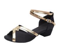 Chaussures de Princesse à Paillettes for Filles, Chaussures Danse Latine, Sandales Bout Ouvert, Escarpins avec Talon, Perles et Cristaux Scintillants, d'école/d'équipe for Enfants(Black,40)