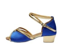 Chaussures de Princesse à Paillettes for Filles, Chaussures Danse Latine, Sandales Bout Ouvert, Escarpins avec Talon, Perles et Cristaux Scintillants, d'école/d'équipe for Enfants(Blue,35)