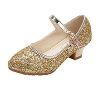 Chaussures de princesse à paillettes pour fille - Chaussures à talons hauts avec paillettes - Chaussures à talons avec boucle réglable - Chaussures de mariage - Chaussures de fête - Ballerines