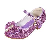 Chaussures de Princesse à Talons Hauts pour Fille - Semelles Souples Antidérapantes - Ballerine Festive de Soirée et de Mariage - Lilas, 26 EU