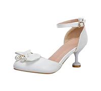 Chaussures de Princesse à Talons Hauts pour Fille - Semelles Souples, Antidérapantes - Ballerine, Mariage, Soirée, Danse - Blanc - Taille 33
