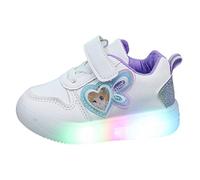 Chaussures de princesse avec lumières LED pour petites et moyennes filles, chaussures de planche à la mode, chaussures montantes pour filles, chaussures de course pour bébé fille, Violet 4, 30 EU