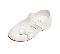 Chaussures de princesse élégantes en cuir avec nœud papillon - Chaussures plates en cuir verni - Chaussures de mariage - Chaussures de danse - Chaussures de fête, Blanc., 33 EU