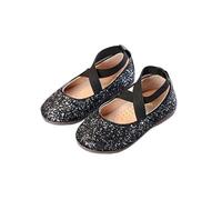 Chaussures de princesse for filles, ballerines de danse à semelle souple, trois couleurs, roses et mignonnes, printemps-automne(Black,28(insole 17.3cm))