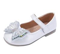Chaussures de princesse Mary Jane à paillettes pour filles - Chaussures de princesse à talons bas - Chaussures de princesse à fleurs pour fille - Sandales scintillantes à enfiler - Ballerines plates