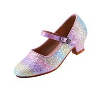 Chaussures de princesse Mary Jane - Chaussures à talons hauts pour filles - Chaussures de fête de mariage - Chaussures de communion pour filles - Chaussures plates polyvalentes, Cristal Lt Arc-en-ciel