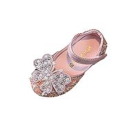 Chaussures de princesse Mary Jane pour fille - Ballerine avec perles et strass - Élégantes et légères - Chaussures de soirée pour mariage - Chaussures à paillettes - Décoration avec nœud, Z02rose, 36
