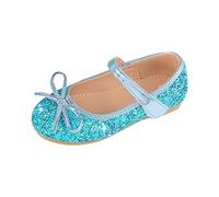 Chaussures de princesse Mary Jane pour filles avec nœud - Mocassins d'école scintillants à paillettes - Chaussures de fête à talons bas - Ballerines plates à enfiler pour fête d'anniversaire, bleu, 31