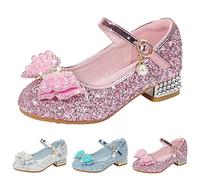 Chaussures de princesse Mary Janvier avec nœud brillant, chaussures de fête à paillettes pour banquet, fête d'anniversaire, chaussures de danse, fantaisie de princesse, rose, 31 EU