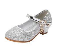 Chaussures de princesse Performance pour filles en PU avec paillettes scintillantes pour les occasions festives, les cours de ballet, chaussures de danse confortables pour enfants, argenté, 30 EU