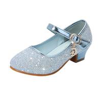Chaussures de princesse Performance pour filles en PU avec paillettes scintillantes pour les occasions festives, les cours de ballet, chaussures de danse confortables pour enfants, bleu, 35 EU