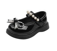 Chaussures de princesse pour bébé fille - Chaussures plates pour fille - Nœud brillant - Chaussures de danse - Chaussures de fête - Mary Jane - Chaussures plates souples pour fille, Noir , 22 EU