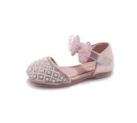 Chaussures de princesse pour fille - 27 - Rondes - Chaussures de soirée - Carnaval - Chaussures à paillettes - Décoration de perles - Semelles souples - Chaussures plates avec nœud - Chaussures d'été