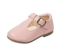 Chaussures de princesse pour fille 30 - Antidérapantes - Noir - Respirantes - Semelle souple - Chaussures plates confortables - Cuir synthétique - Chaussures de salle larges, Rose, 16 EU