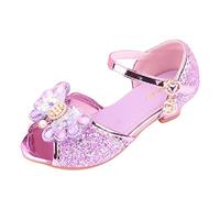 Chaussures de princesse pour fille - Avec talon - Élégantes - Chaussures de danse - Escarpins à bout ouvert - Bouche de poisson - Chaussures de fête : chaussures cosplay avec nœud papillon