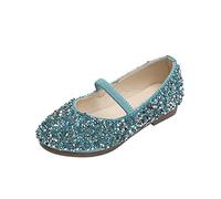 Chaussures de princesse pour fille - Ballerines à paillettes avec talon pailleté - Mary Jane - Chaussures basses pour enfants - Chaussures de soirée confortables - Robe de maternelle, bleu, 27 EU