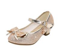 Chaussures de princesse pour fille - Paillettes dorées - Chaussures de mariage - Chaussures d'école - Chaussures à talons hauts - Chaussures de fête pour enfants - Chaussures de mariage - Chaussures