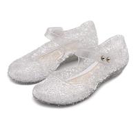Chaussures de princesse pour filles, Cendrillon, Reine des Neiges, chaussures pour déguisement, Halloween, cosplay, robe de fête pour filles, blanc, 28 EU