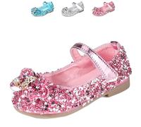 Chaussures de princesse pour filles - Sandales plates Mary Jane à paillettes et sequins pour fête, mariage, anniversaire, robe de déguisement - Chaussures pour tout-petits et enfants de 2 à 7 ans, 27