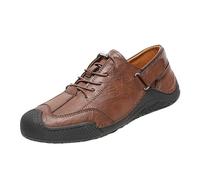 Chaussures de randonnée en cuir pour homme - Fabriquées à la main - Semelle plate - Antidérapantes - Couleur unie - Chaussures de marche basses imperméables - Chaussures d'extérieur souples