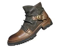 Chaussures de randonnée légères en cuir pour homme - Style rétro - Bottes hautes - Bottes d'hiver sans lacets - Bottes de randonnée confortables - Bottes médiévales classiques décontractées, marron