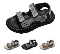 Chaussures de randonnée orthopédiques antidérapantes pour homme - Sandales d'été douces et confortables - En cuir - Pour le sport, le trekking - Sandales de plein air - Sandales de sport légères, Noir