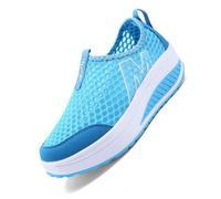 Chaussures de randonnée orthopédiques pour femme avec soutien de la voûte plantaire, confortables et larges, pour pieds plats, douleurs au pied, bleu ciel, 40 EU Large