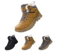 Chaussures de randonnée pour homme avec doublure en fourrure - Chaudes - Résistantes à l'eau - Légères et antidérapantes - Chaussures confortables pour les voyages et le camping, marron, 42 1/3 EU