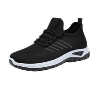 Chaussures de running pour homme en cuir orthopédiques confortables avec support pour la voûte plantaire, antidérapantes, Noir , 41 EU