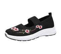 Chaussures de santé pour femme - Chaussures d'été orthopédiques à enfiler - Chaussures basses - Chaussures de marche - Chaussures pour diabétiques - Chaussures en tricot - Confortables et légères