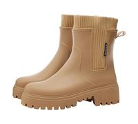 Chaussures de Sécurité Hautes Femme Bottes Pluie Doublées habillées pour Imperméables légantes Cheville Caoutchouc Antidérapant Antidérapantes Protective Footwear Dull