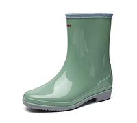 Chaussures de Sécurité Hautes Femme Rain Boot Légère Bottes Dessus Rond Imperméables légantes Cheville Caoutchouc Antidérapant en Courtes pour Protective Footwear Dull