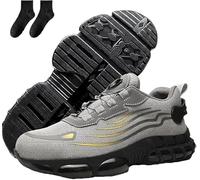 Chaussures de Sécurité Hommes, Chaussure de Travail Orthopédique, Laçage à Bouton et Protection Contre les Chocs, pour Travail/Sport (Gris, Adulte, 41, Numérique, Système Taille Chaussures EU, Moyen)