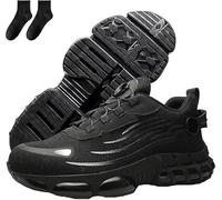 Chaussures de Sécurité Hommes, Chaussure de Travail Orthopédique, Laçage à Bouton et Protection Contre les Chocs, pour Travail/Sport (Noir, Adulte, 36, Numérique, Système Taille Chaussures EU, Moyen)